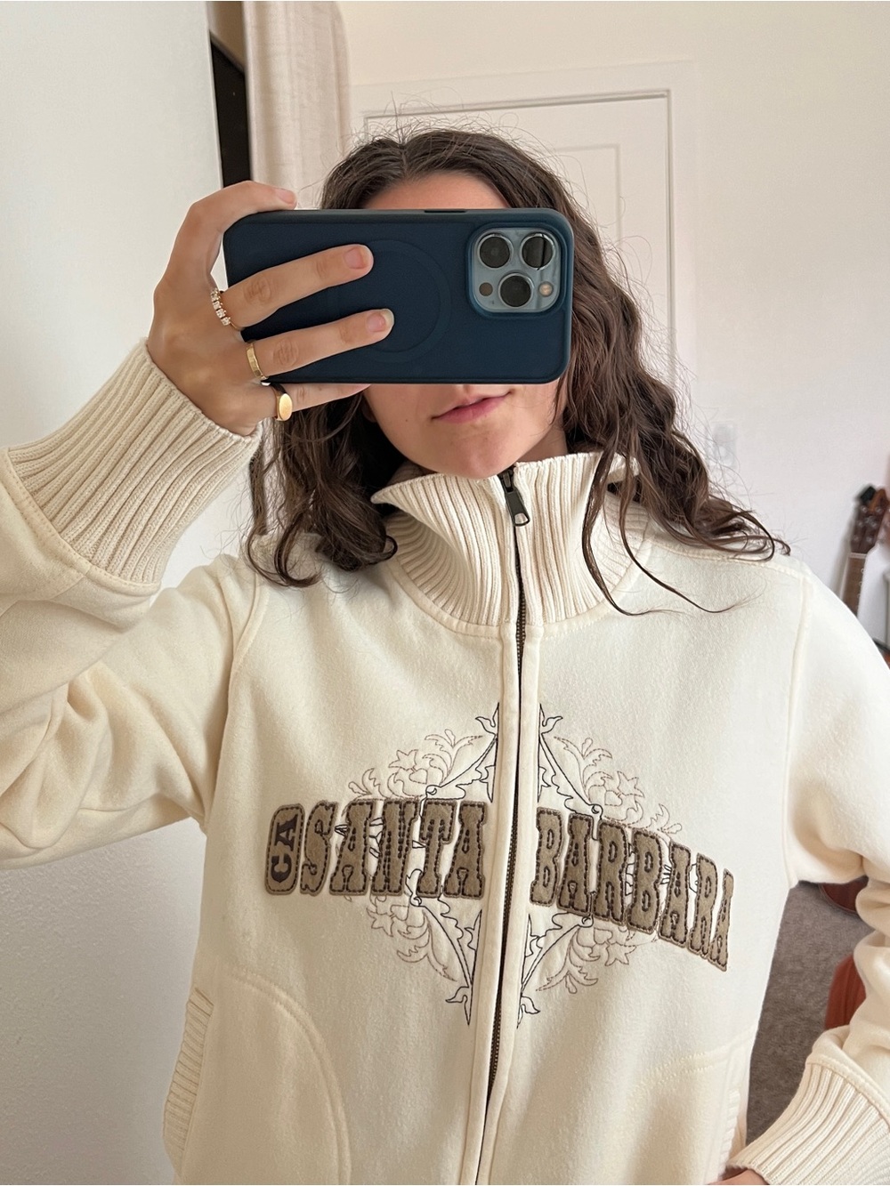 Vintage 90s Santa Barbra MV Sport Zip-up Sweatshirt W/ Embroidered Logo